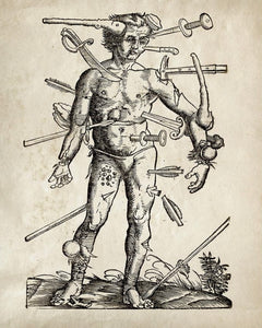 Vintage Anatomy Wounded Man