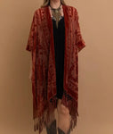 Velvet Mesh Tapestry Tassel Kimono
